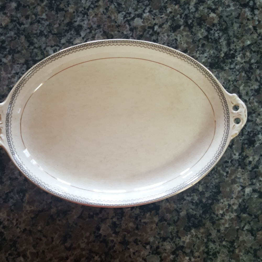 Cannonsburg pottery 24k lined serving plate vintag